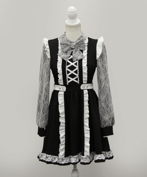 「DearMyLove」 長袖ワンピース MEDIUM ブラック レディース_画像6