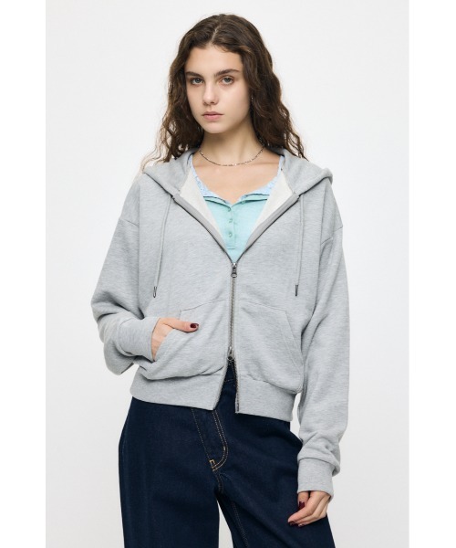 moussyフロントジップ パーカー グレー MOUSSY（マウジー） パーカー ES CLASSIC SWEAT パーカー レディース