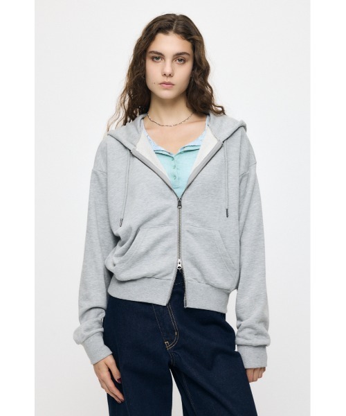 moussyフロントジップ パーカー グレー MOUSSY（マウジー） パーカー ES CLASSIC SWEAT パーカー レディース