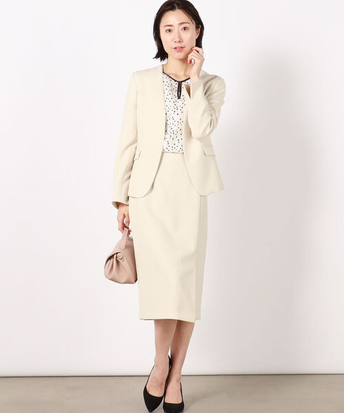 【美品】NOLLEYS ノーカラー　春 NOLLEY'S 「NOLLEY'S」 ノーカラージャケット 36 ベージュ