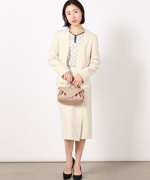 【美品】NOLLEYS ノーカラー　春 NOLLEY'S 「NOLLEY'S」 ノーカラージャケット 36 ベージュ