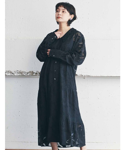 MEDE19F（メデジュウキュウ） ワンピース レース衿カットジャカード 