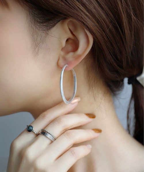 ANEMONE（アネモネ） ピアス マットメタルフープピアス レディース