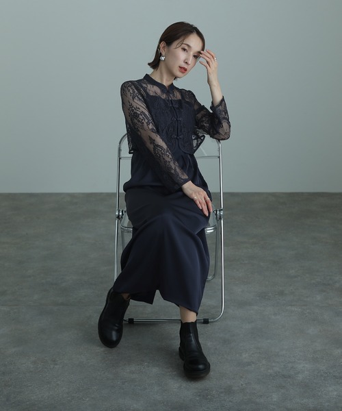 atlo (アトロ) チャイナ風 パーティドレス 結婚式 ブラック atlo (アトロ) チャイナ風 パーティドレス 結婚式 ブラックΩ