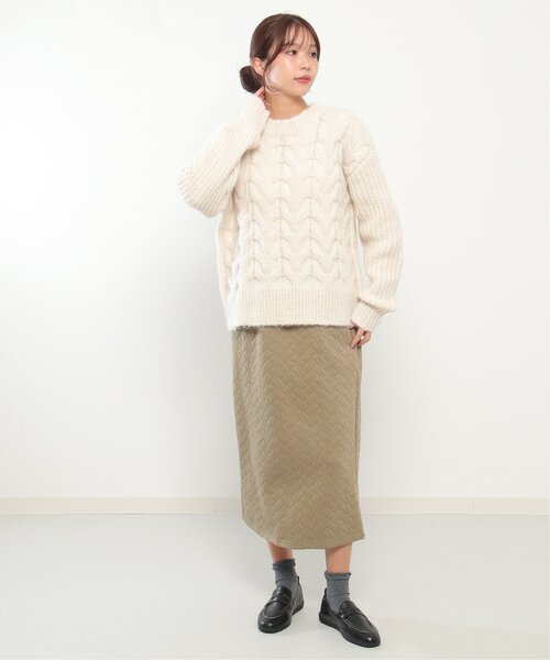 ニット セーター ふんわりケーブルニット レディース LBC ニット セーター ふんわりケーブルニット レディース