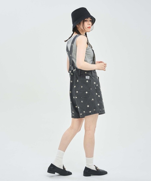 MILKFED. サロペット オーバーオール FLORAL EMBROIDERY DENIM