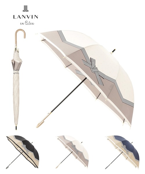 LANVIN en Bleu 新品未使用 リボン 傘 LANVIN en Bleu 傘 晴雨兼用日傘 サテンリボン レディース