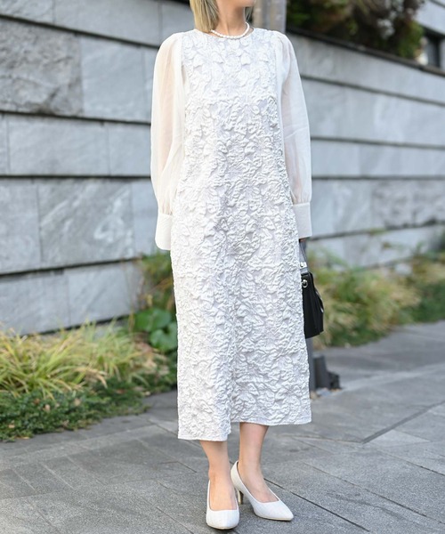 ワンピース ジャガード異素材切替ロングワンピース : ZOZOTOWN Yahoo