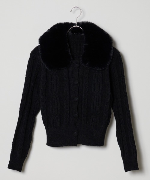 Chick カーディガン FUR CABLE KNIT CARDIGAN / ケーブルニットファー