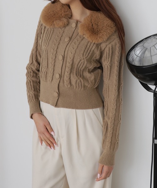Chick カーディガン FUR CABLE KNIT CARDIGAN / ケーブルニット
