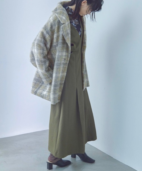 Fashion Letter ピーコート pコート チェック柄 オーバーサイズ