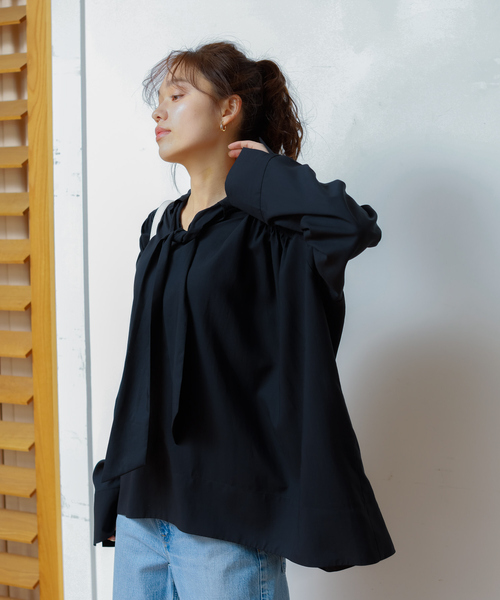 ブラウス シャツ 前後２WAYギャザーボウタイブラウス レディース Rouge vif ブラウス シャツ 前後2WAYギャザーボウタイブラウス