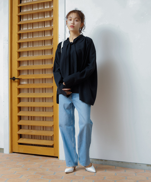 Rouge vif ブラウス シャツ 前後2WAYギャザーボウタイブラウス
