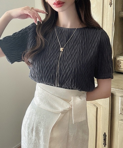 Meiru tシャツ シアーカットジャガードトップス レディース : ZOZOTOWN