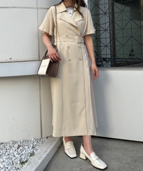 【関税込み】A.P.C. ベージュ クリンクル トレンチコート CALNAMUR トレンチコート コート カラーリムーブドレストレンチ
