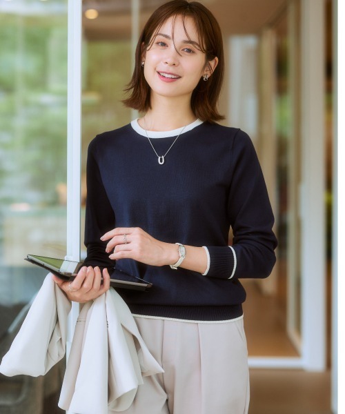 7days Life Styling ニット セーター 配色クルーネックセーター