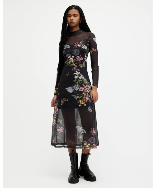 ワンピース HANNA FUNNEL NECK PRINTED MIDI DRESS | HANNA ファネル 