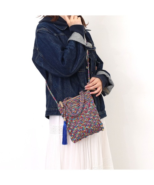 COOCO（クーコ） トートバッグ メタリック柄編みミニショルダーバッグ 