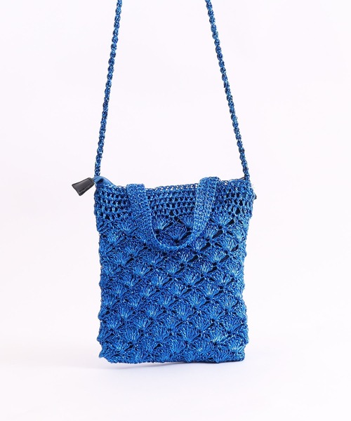 Mixing Blue 刺繍カゴバッグ　青　天然素材 オンラインショップ限定アイテム クルエル刺繍バッグ BLUE お