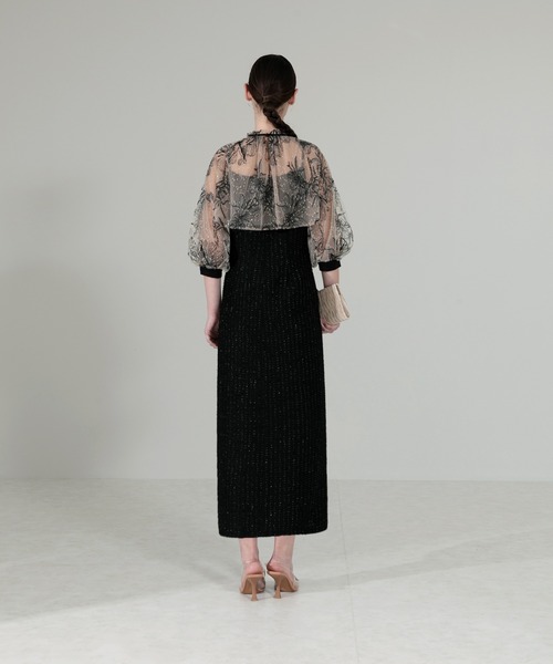 【美品】Leja レジャ ボレロパフスリーブ花柄ワッフルドレス 美品】Leja レジャ ボレロパフスリーブ花柄ワッフルドレス