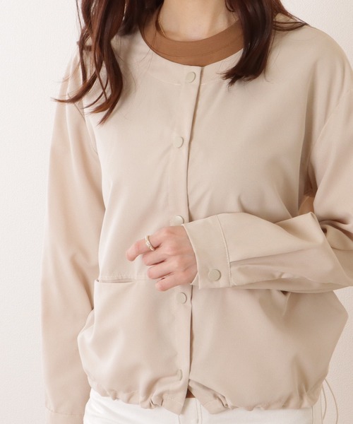 Lace Ladies ジャケット ノーカラージャケット ドロスト付き