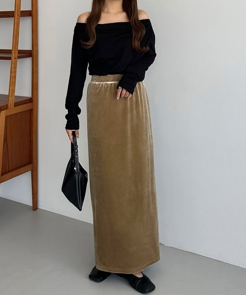 callautia（カラウティア） ロング スカート ベロアロングIライン