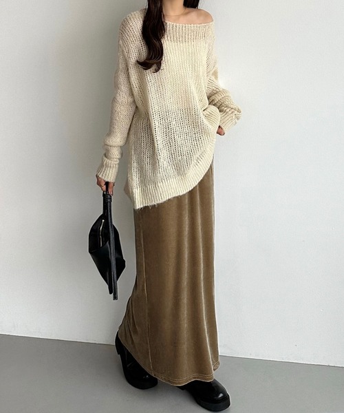 callautia（カラウティア） スカート ベロアロングIラインスカート