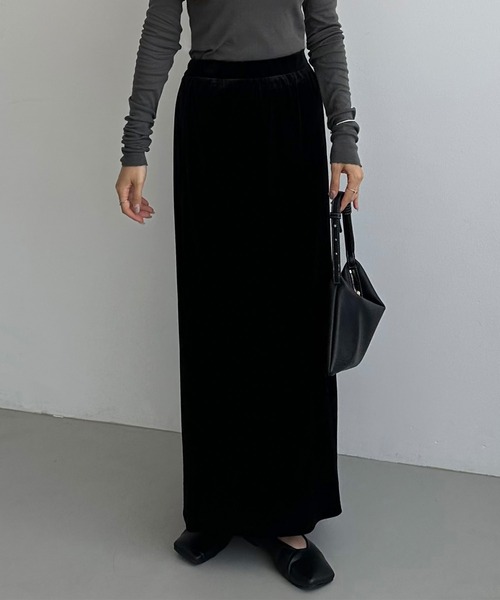 callautia（カラウティア） スカート ベロアロングIラインスカート