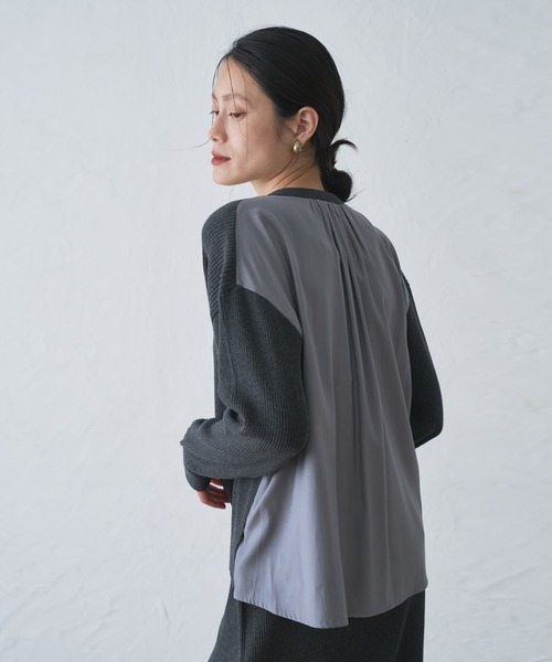 Tシャツ/カットソー 【Audrey and John Wad】異素材ミックスプルオーバー