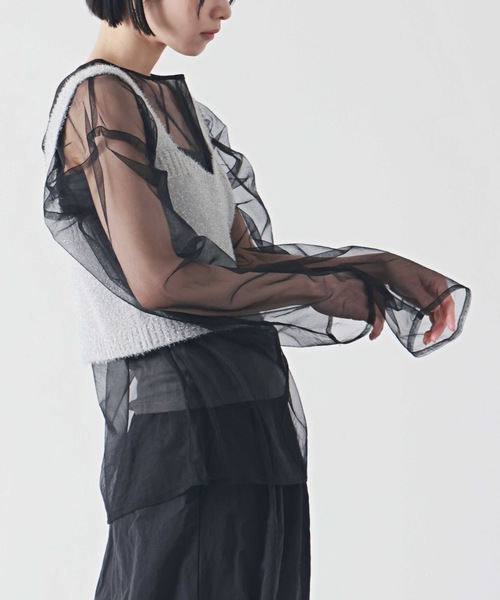 PURE BRIGHT tシャツ シアーチュールトップス レディース
