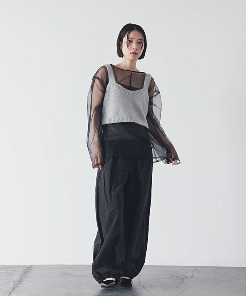 PURE BRIGHT tシャツ シアーチュールトップス レディース