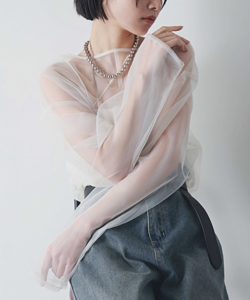 tシャツ シアーチュールトップス レディース PURE BRIGHT tシャツ シアーチュールトップス レディース