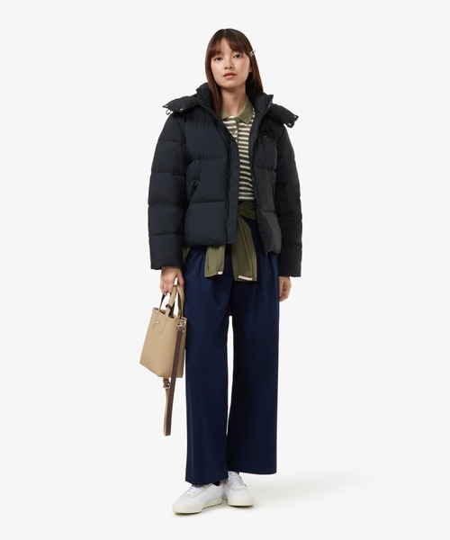 LACOSTE　ショートダウンコート 【極美品】ウーリー LACOSTE｜ウィメンズ ボリュームハイネック ナイロンショート ダック