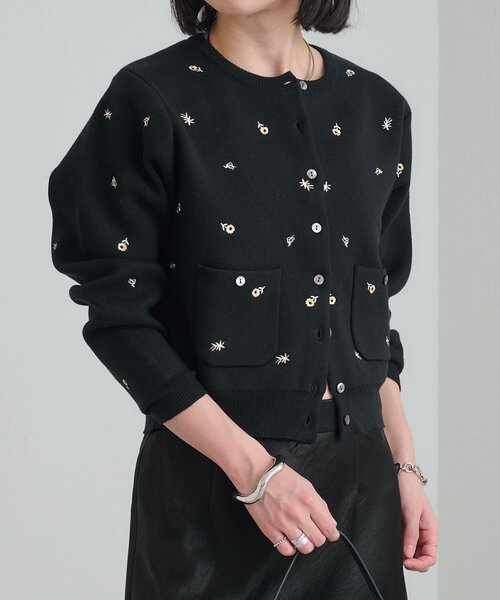【新品未使用品】omekashi刺繍スウェットライクポケットカーディガン Omekashi カーディガン 刺繍スウェットライクポケット