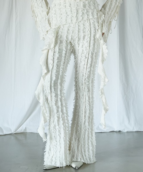 新品 タグ付 Y2K フリンジ フレア パンツ S ハトメ JUNGLE CAT 新品 タグ付 Y2K フリンジ フレア パンツ S ハトメ JUNGLE CAT