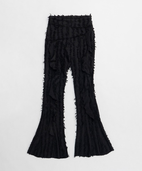 新品 タグ付 Y2K フリンジ フレア パンツ S ハトメ JUNGLE CAT PRANK PROJECT（プランクプロジェクト） パンツ フリンジジャガード