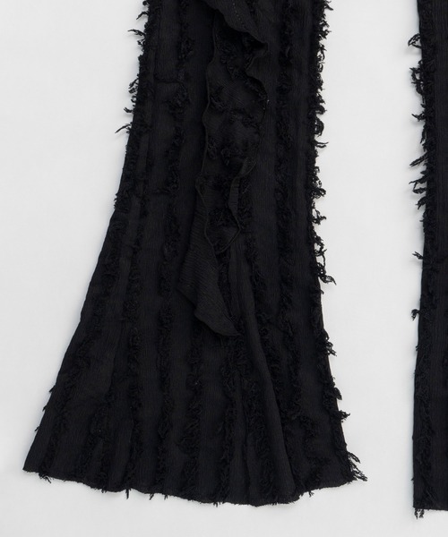 新品 タグ付 Y2K フリンジ フレア パンツ S ハトメ JUNGLE CAT PRANK PROJECT（プランクプロジェクト） パンツ フリンジジャガード