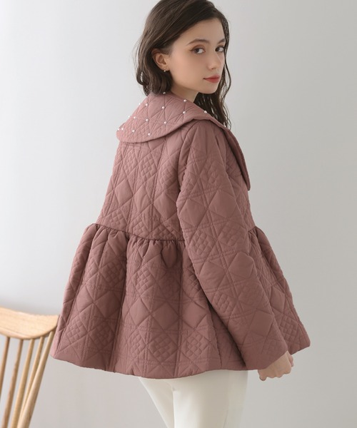 【未使用・希少】VADEL　ウール×馬革　裏地キルティングコート　定価9万5千円 MERAKI（ファッション） コート アウター パール襟キルティングコート