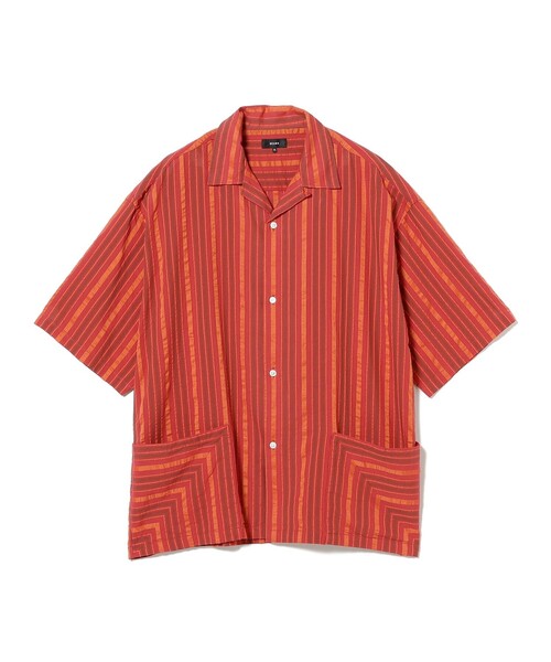 BEAMS シャツ ドビーストライプ オープンカラーシャツ メンズ
