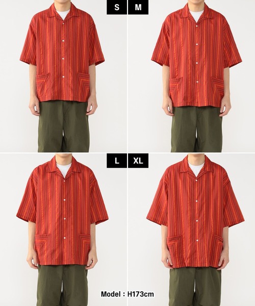 BEAMS シャツ ドビーストライプ オープンカラーシャツ メンズ