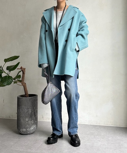 DouDou（ドゥドゥ） ピーコート FREE グレイッシュベージュ レディース