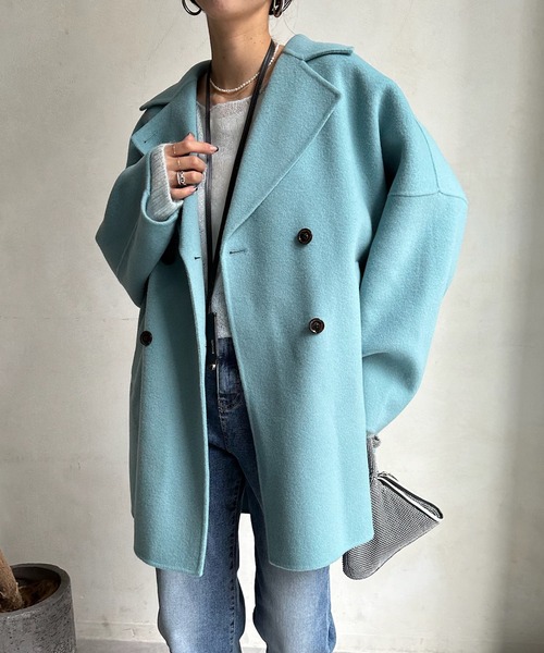 DouDou（ドゥドゥ） ピーコート FREE グレイッシュベージュ レディース