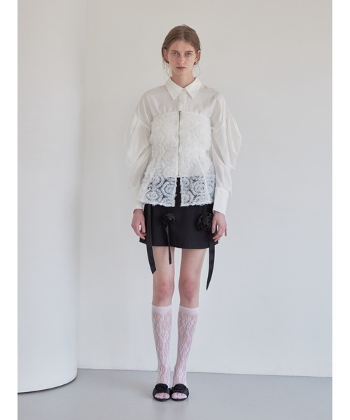 ブラウス シャツ Tulle bare top ＆ shirt set レディース etre loin ブラウス シャツ Tulle bare top ＆ shirt set