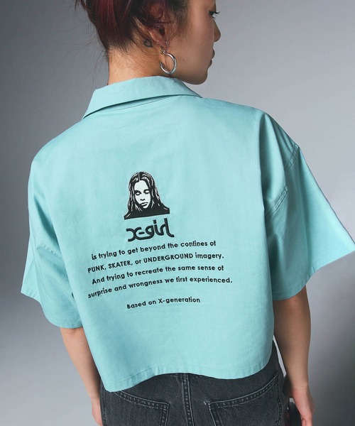 ブラウス シャツ FACE OPEN COLLAR CROPPED SHIRT レディース