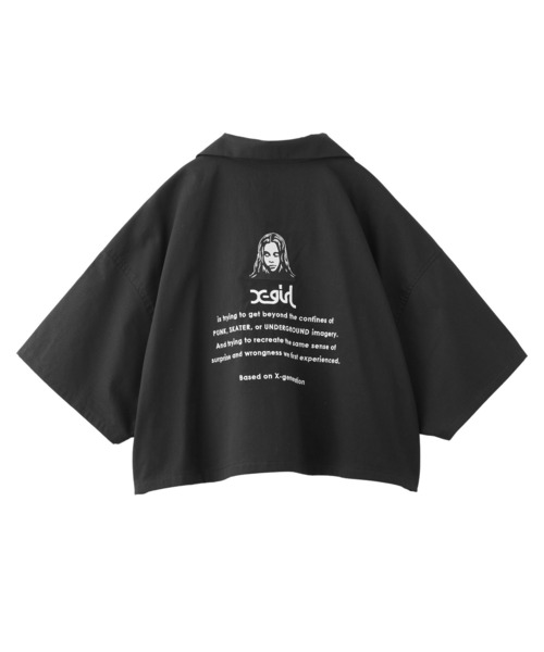 X-girl ブラウス シャツ FACE OPEN COLLAR CROPPED SHIRT