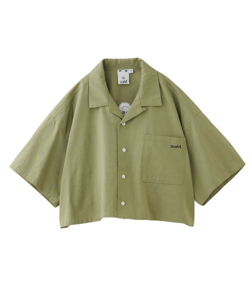 ブラウス シャツ CROPPED SHIRT レディース X-girl ブラウス シャツ FACE OPEN COLLAR CROPPED SHIRT