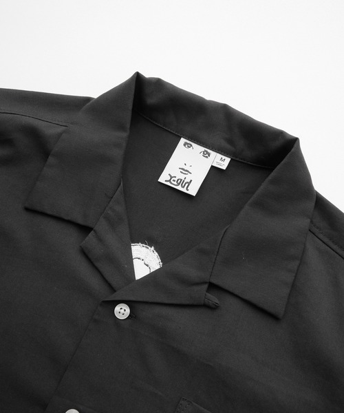 X-girl ブラウス シャツ FACE OPEN COLLAR CROPPED SHIRT