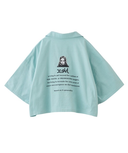 ブラウス シャツ CROPPED SHIRT レディース X-girl ブラウス シャツ FACE OPEN COLLAR CROPPED SHIRT