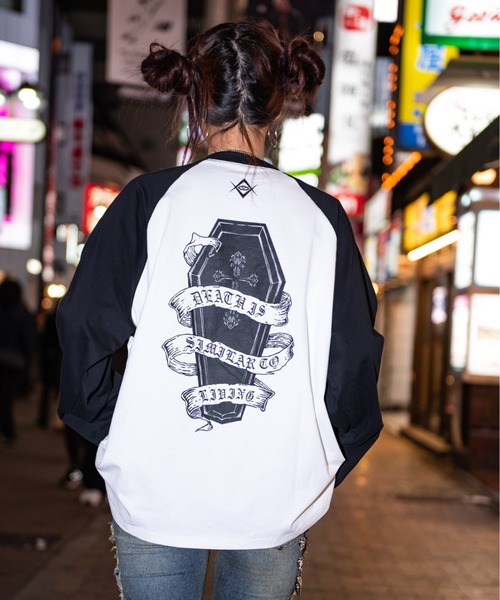 tシャツ 「REFLEM/レフレム」ピアス付きラグランL/S TEE/ロングスリーブカットソー レディース メンズ REFLEM/レフレム』ピアス付きラグランL/S TEE/ロングスリーブ