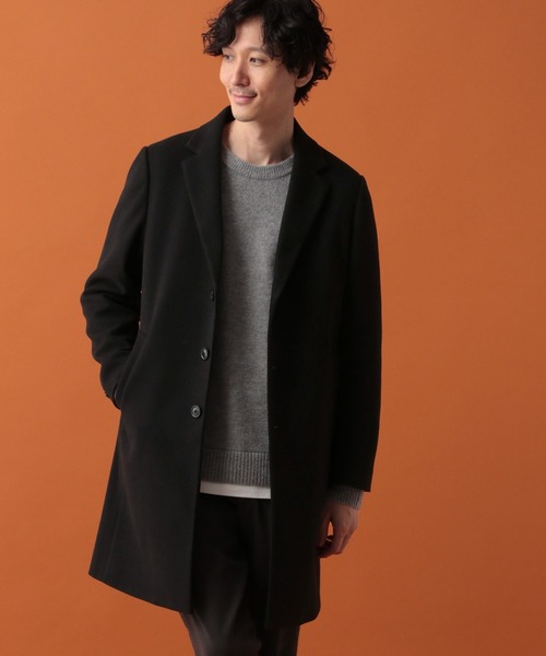 ネメス　黒いチェスターコート nemethネメス縮絨ウールチェスターコートクリストファーネメス